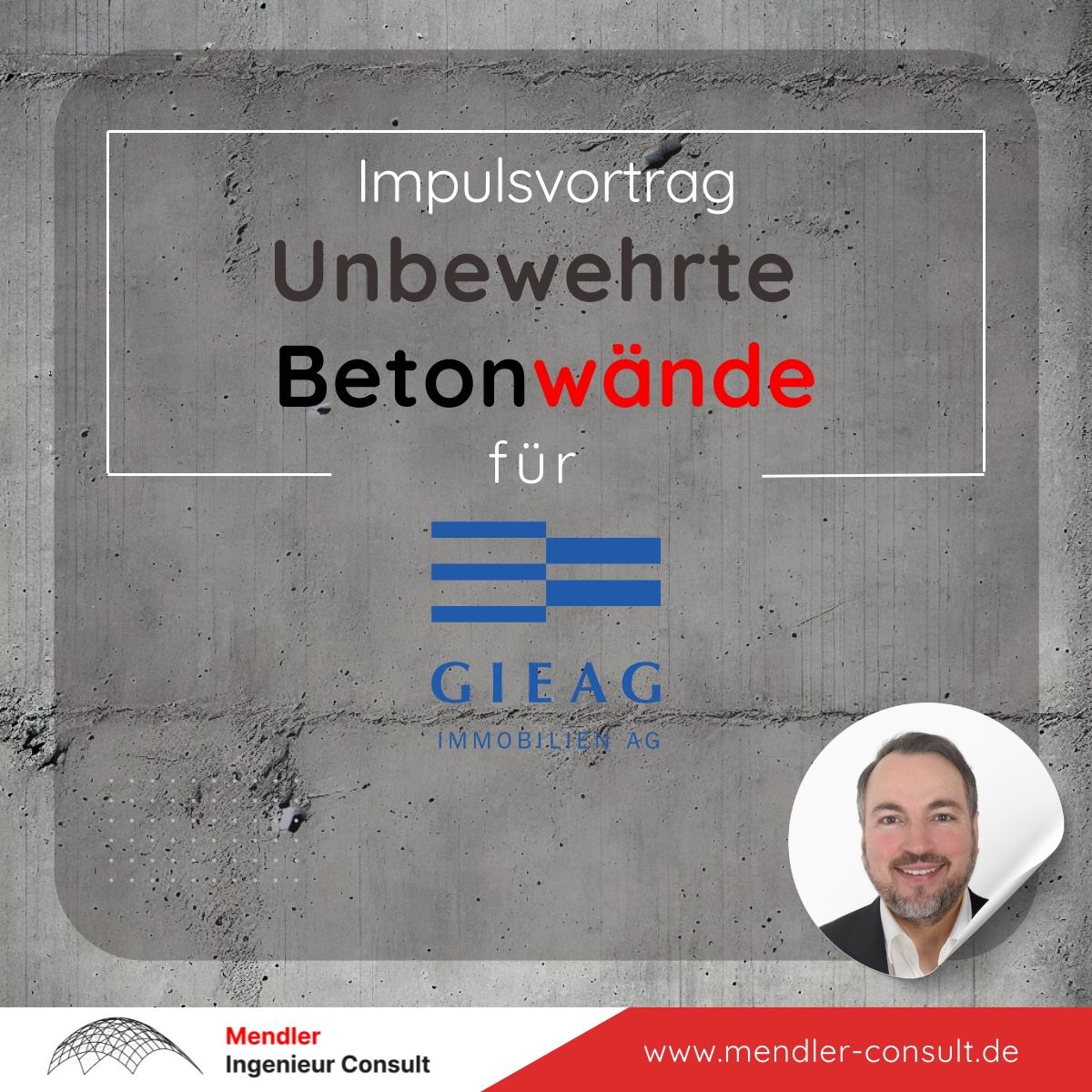 Impulsvortrag unbewehrte Betonwände für GIEAG